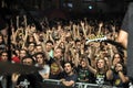 Headbanging crowd at a rock concert